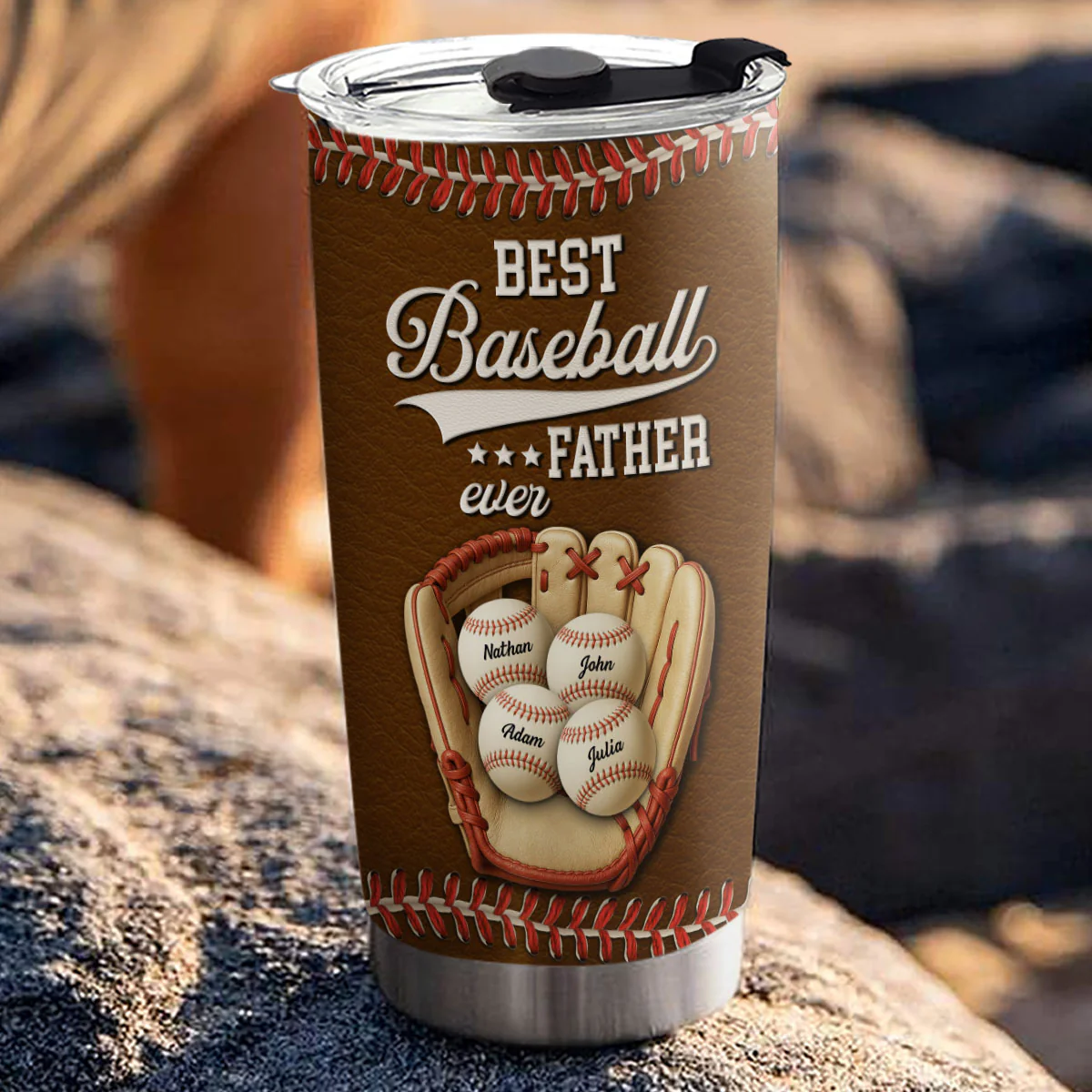 Best Baseball Dad Ever - Personalized Custom Tumbler - Image 3