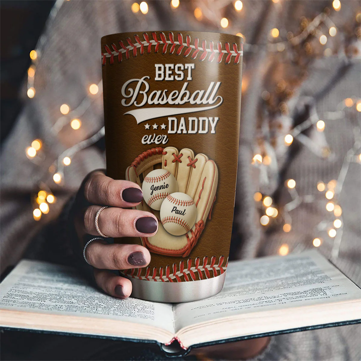 Best Baseball Dad Ever - Personalized Custom Tumbler - Image 4