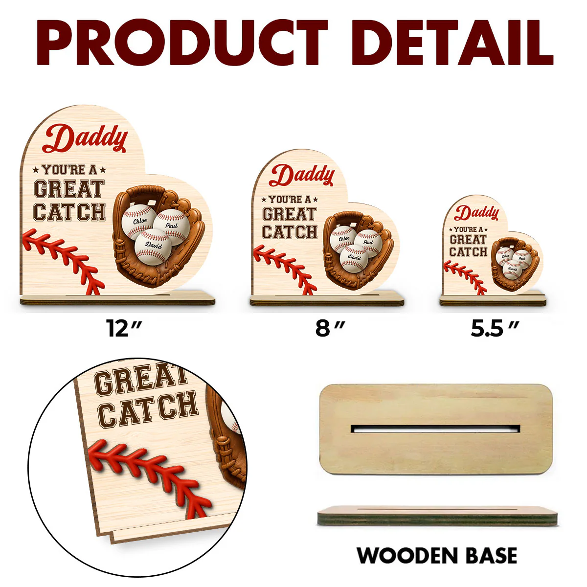 Best Baseball Dad - Personalized Custom 2-Layer Wood Plaque With Flat Base - Image 6