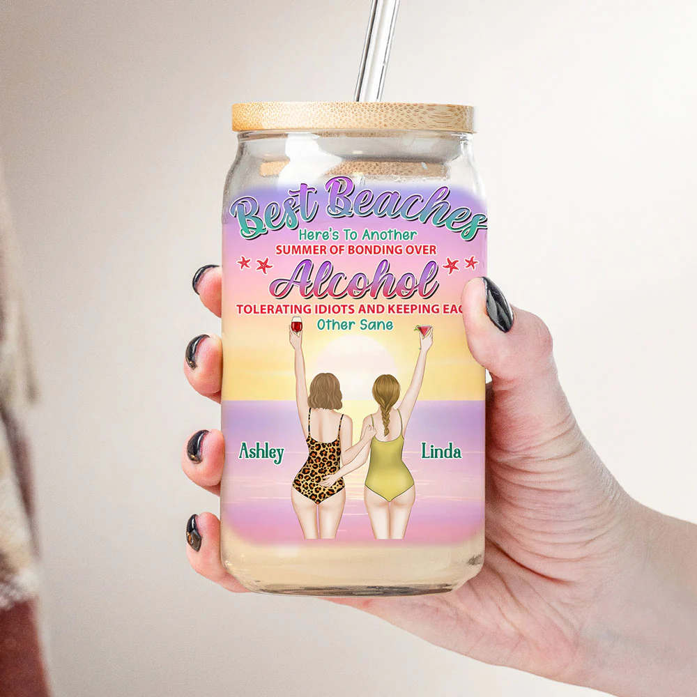 Best Beaches - Personalized Custom Glass Can - Image 2