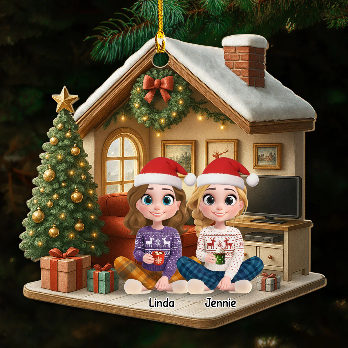 Best Besties Ever - Personalized Custom 3D Effect Wood Ornament