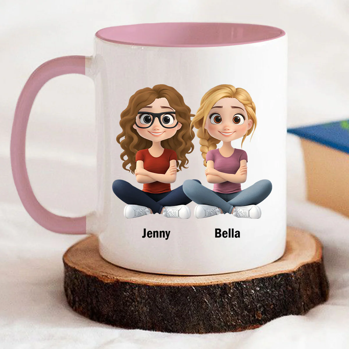 Best Besties - Personalized Custom 3D Inflated Effect Accent Mug - Image 2