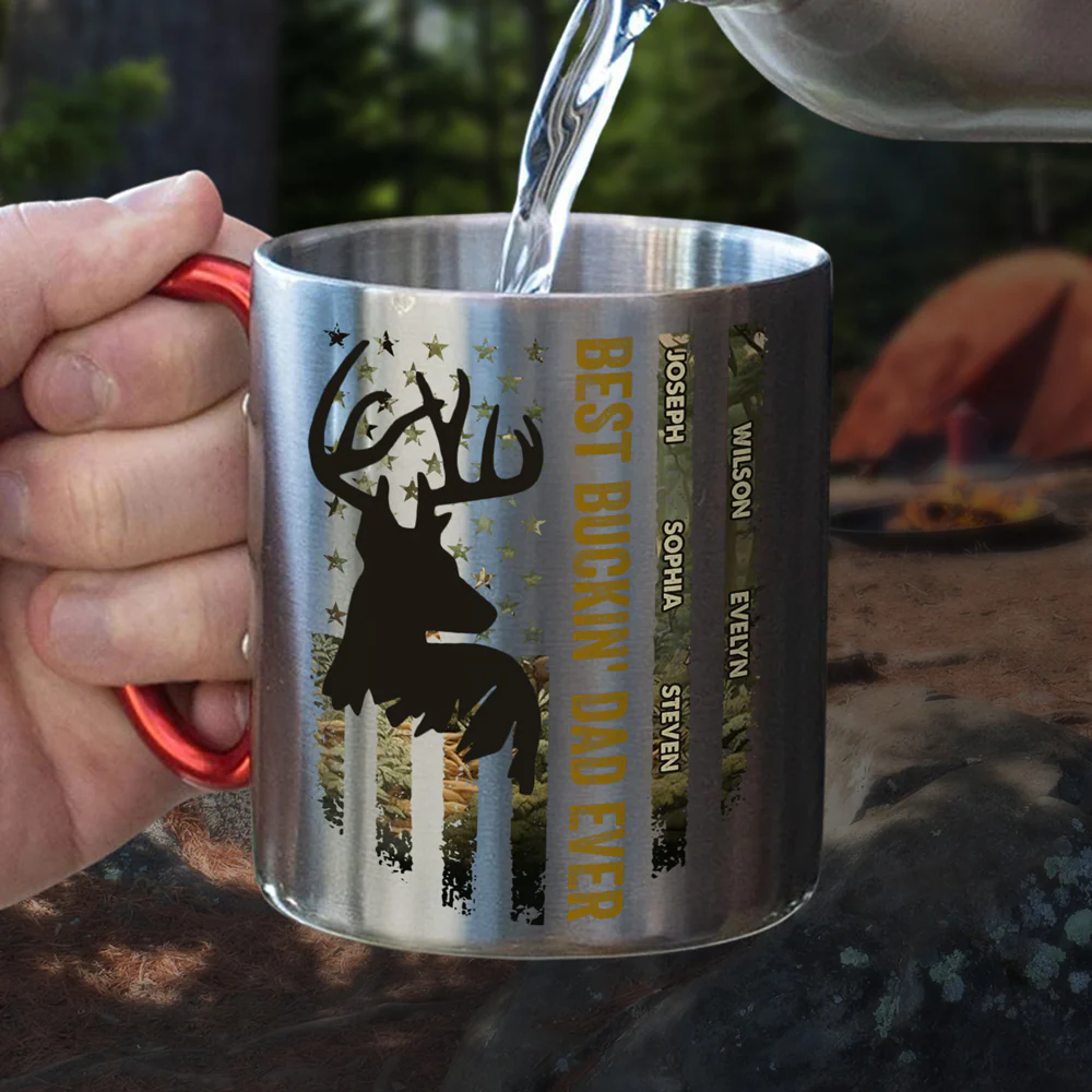 Best Buckin' Dad Ever - Personalized Custom Carabiner Mug - Image 4