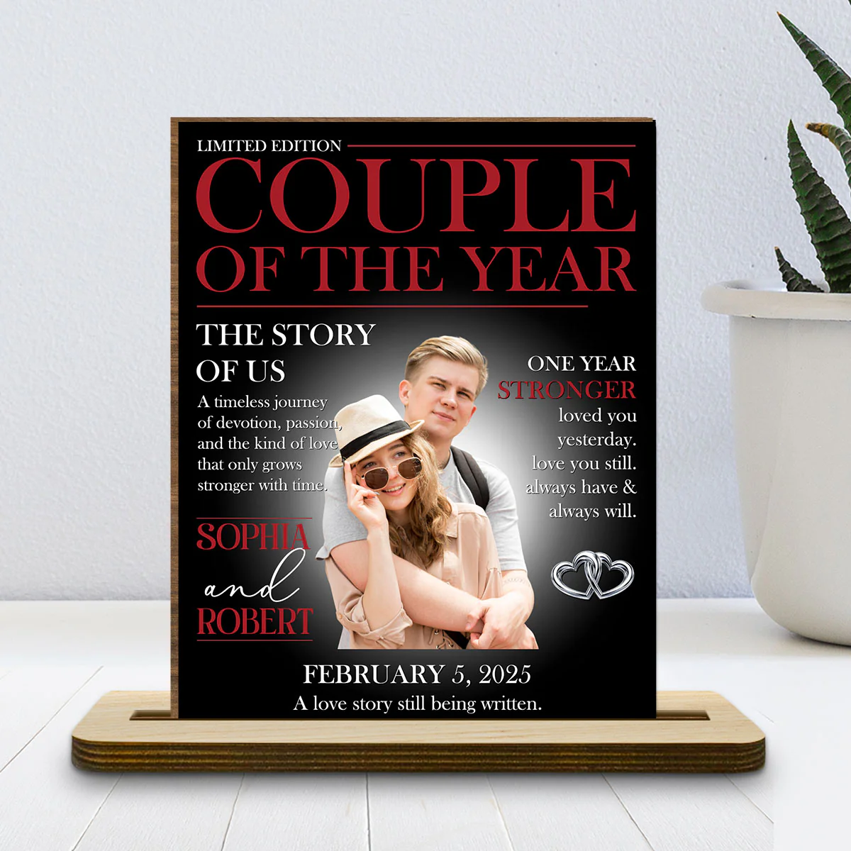 Best Couple - Personalized Custom 2-Layer Wood Plaque With Flat Base - Image 2