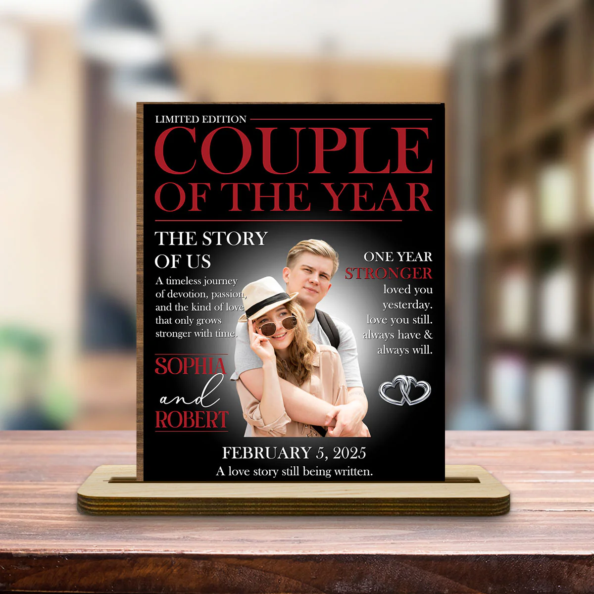 Best Couple - Personalized Custom 2-Layer Wood Plaque With Flat Base - Image 3