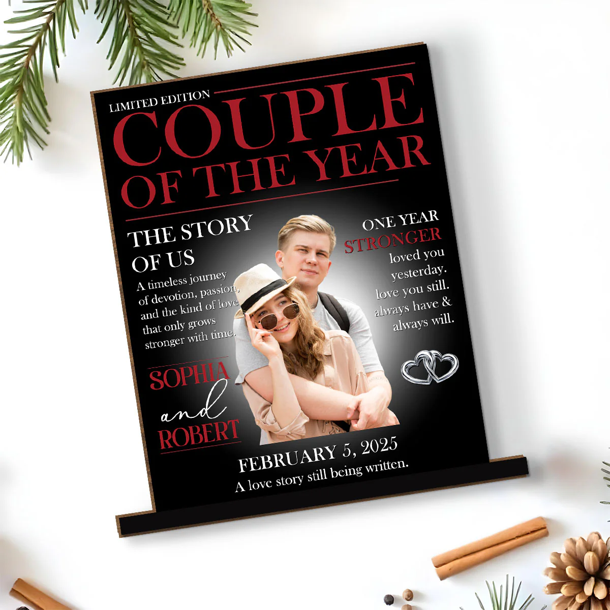 Best Couple - Personalized Custom 2-Layer Wood Plaque With Flat Base - Image 4
