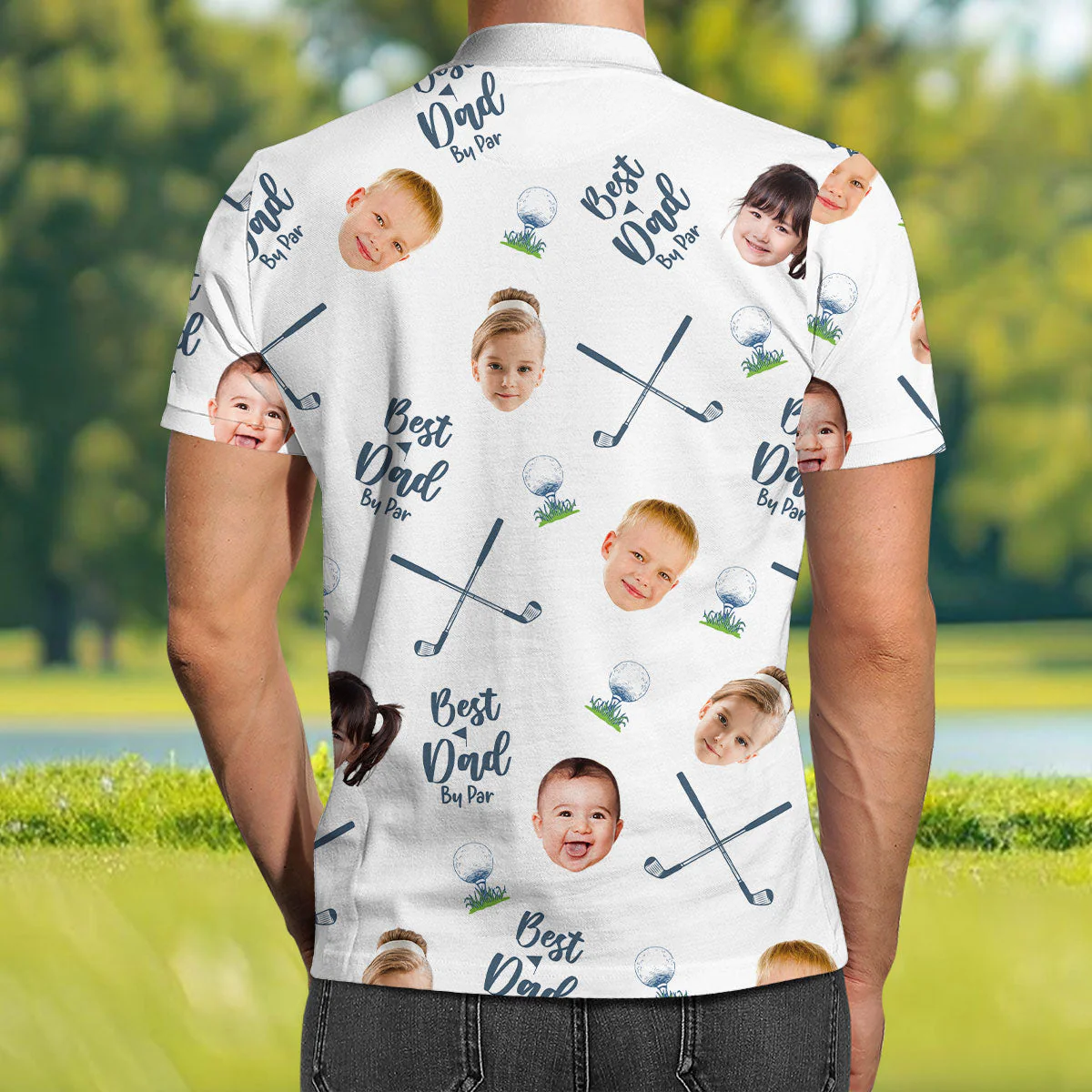 Best Dad By Par - Personalized Photo Polo Shirt - Customized Goft Shirt, Father's Day, Gift For Dad - Image 3