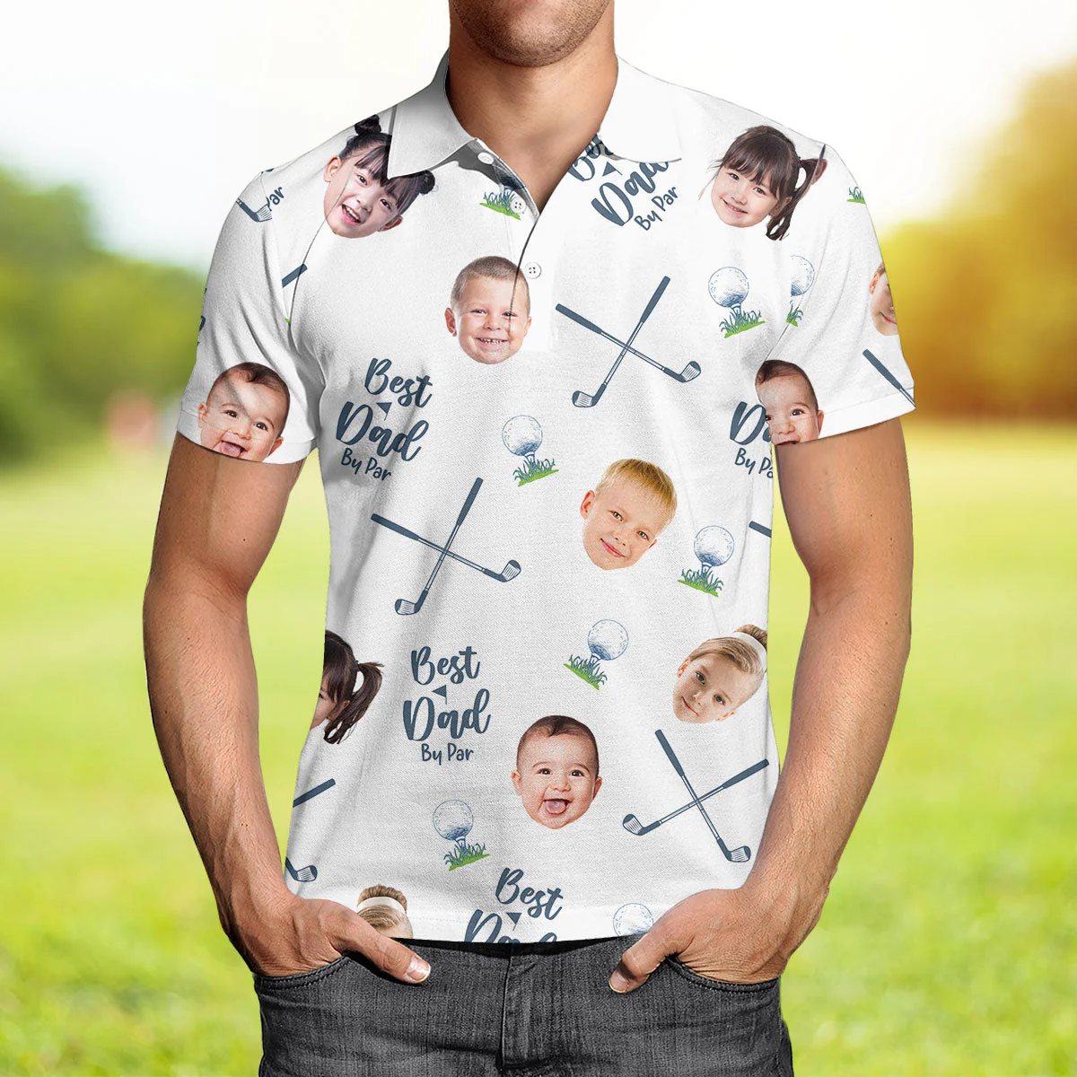 Best Dad By Par - Personalized Photo Polo Shirt - Customized Goft Shirt, Father's Day, Gift For Dad - Image 4