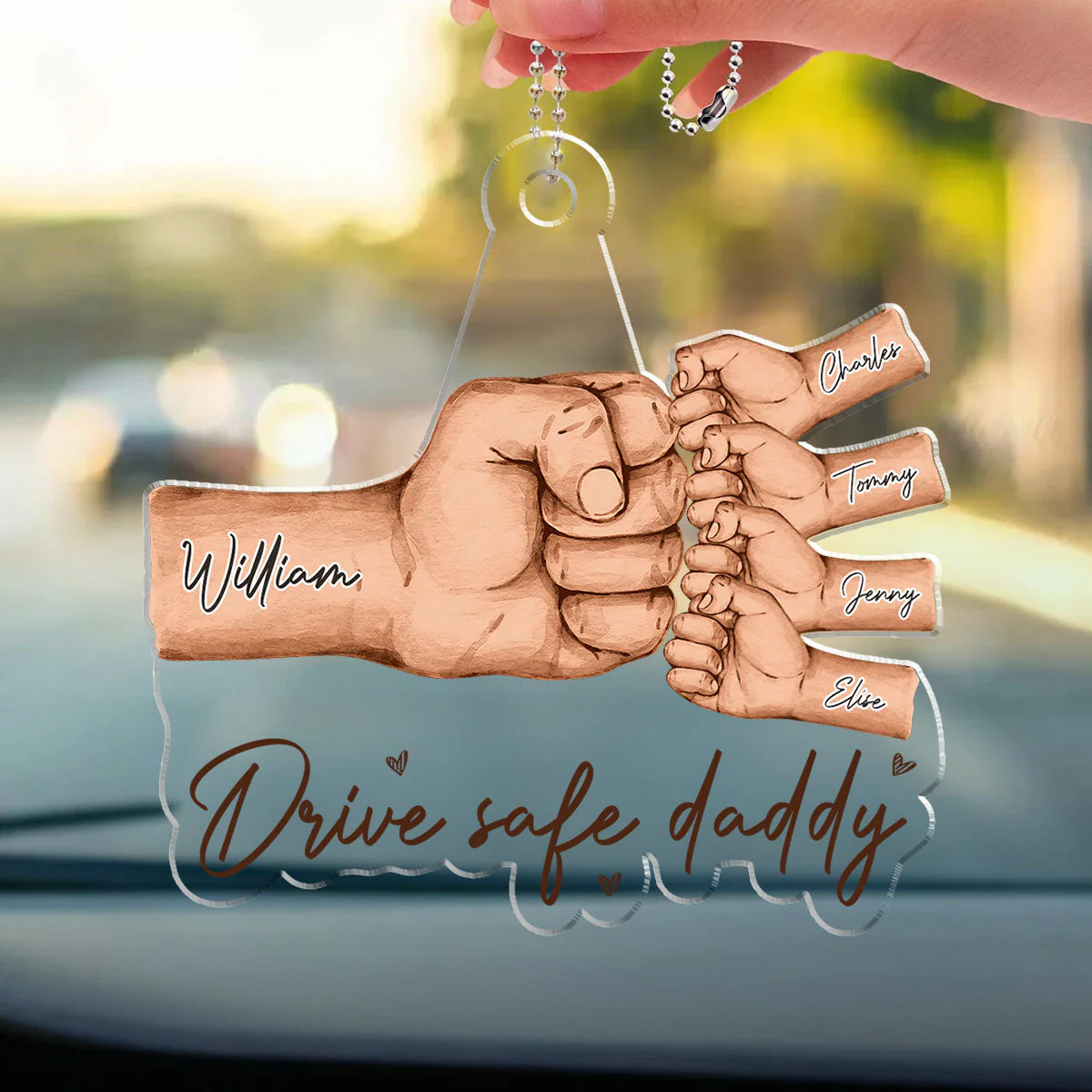 Best Dad Ever Hand Pump - Personalized Acrylic Car Ornament - Image 3