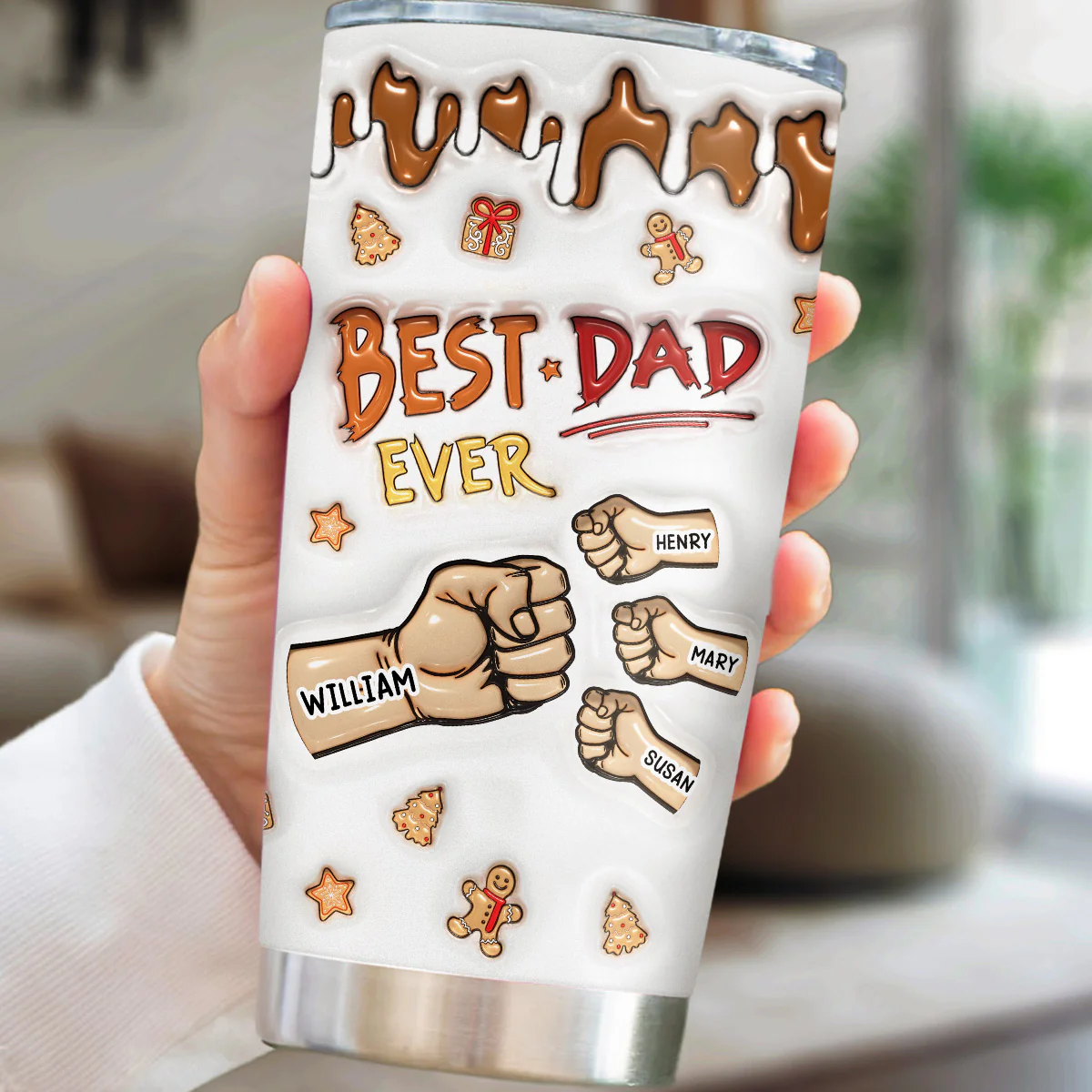 Best Dad Ever - Personalized Custom 3D Inflated Effect Tumbler - Image 2