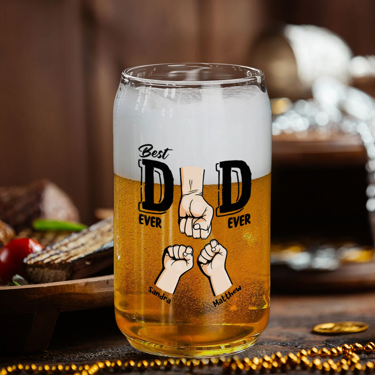 Best Dad Ever - Personalized Custom Beer Can Glass - Image 2