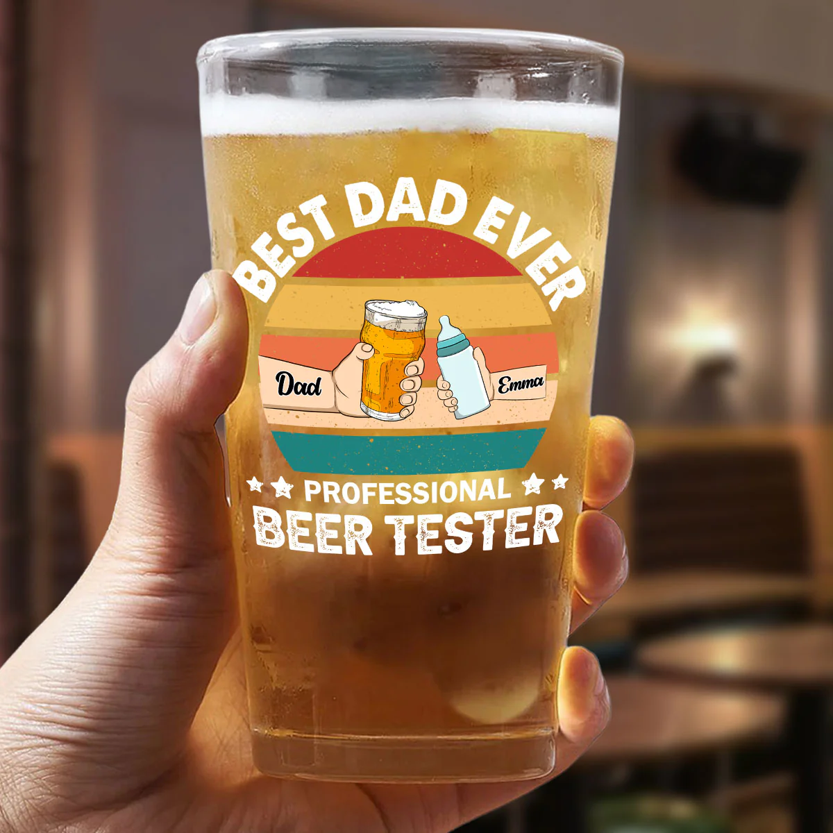Best Dad Ever - Personalized Custom Beer Glass - Image 3