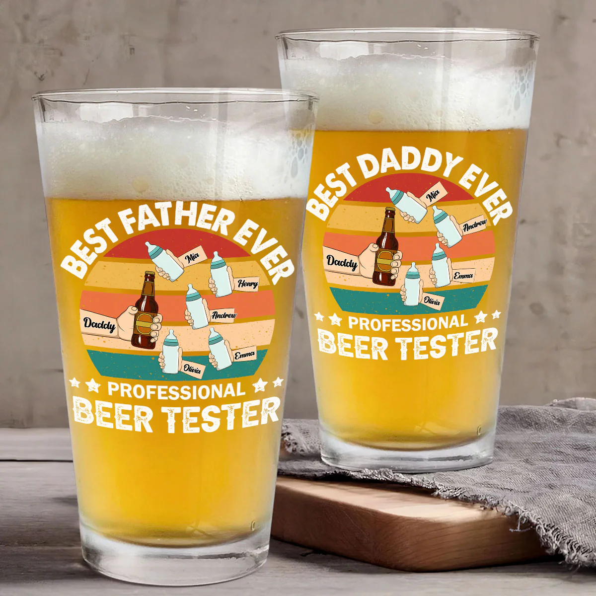 Best Dad Ever - Personalized Custom Beer Glass - Image 5