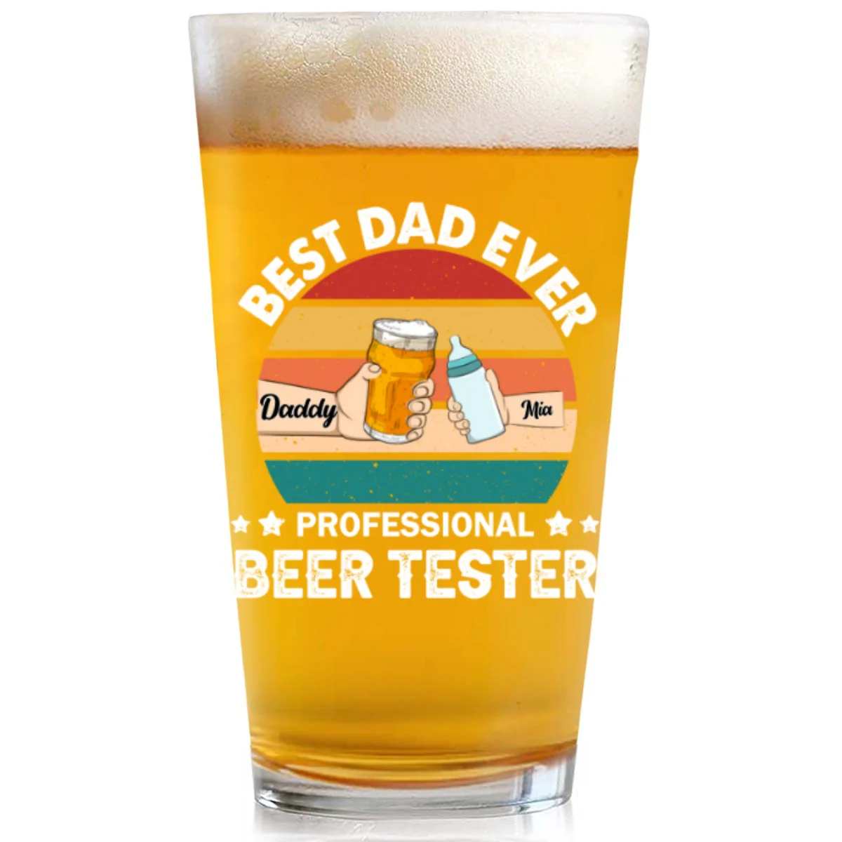 Best Dad Ever - Personalized Custom Beer Glass - Image 6