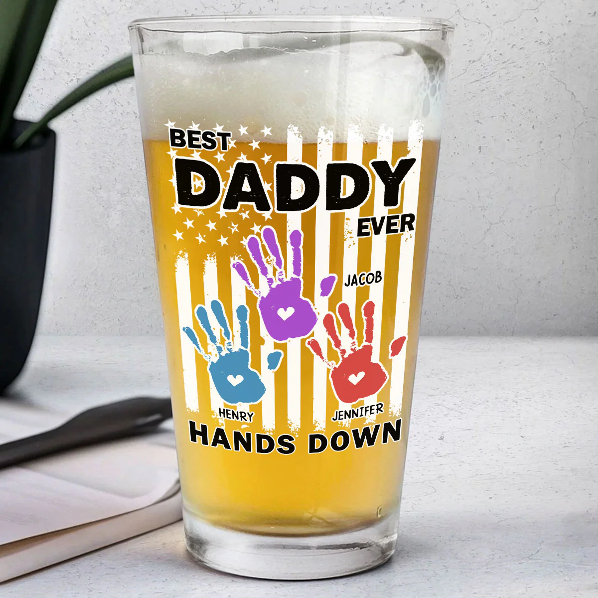 Best Dad Ever - Personalized Custom Beer Glass - Image 2