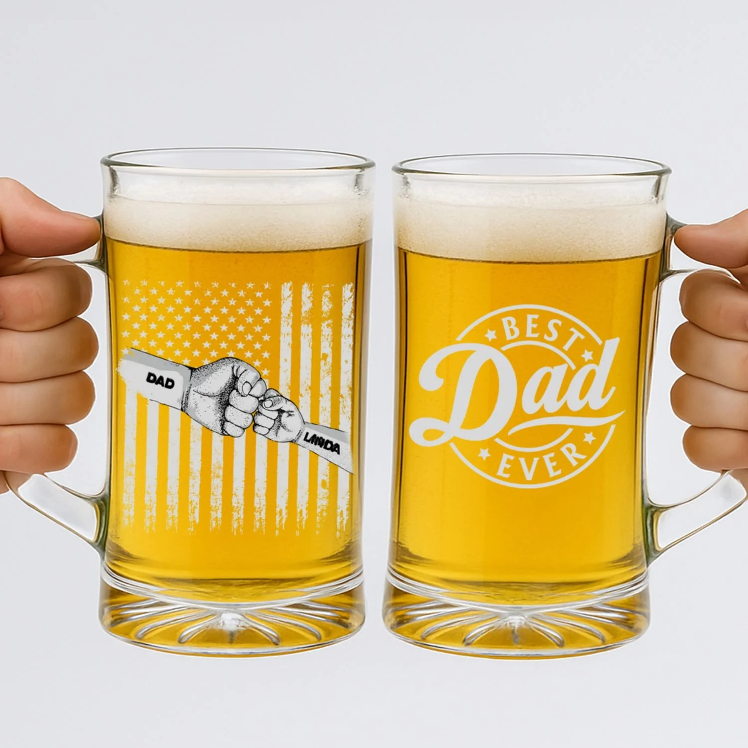 Best Dad Ever - Personalized Custom Beer Glass With Handle - Image 5