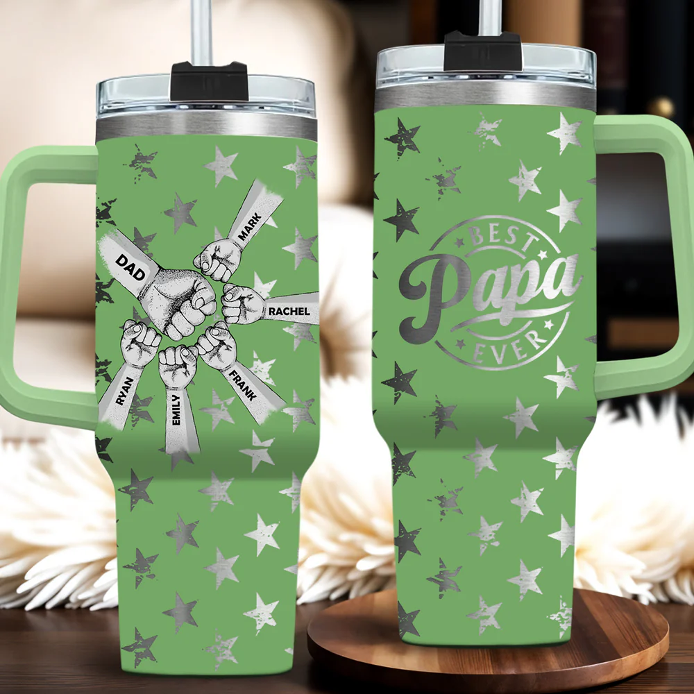 Best Dad Ever - Personalized Custom Engraved 40oz Tumbler With Handle - Image 3