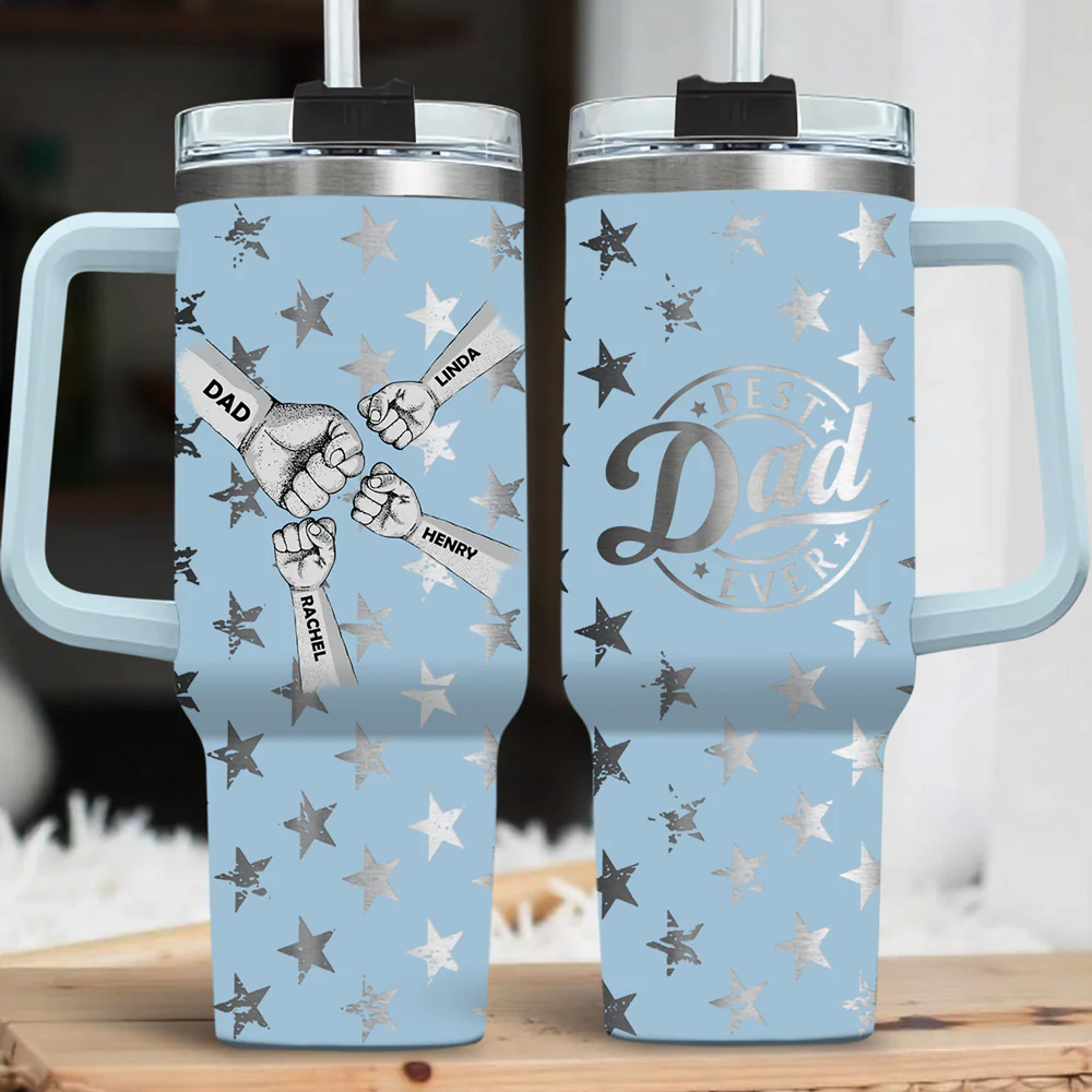 Best Dad Ever - Personalized Custom Engraved 40oz Tumbler With Handle - Image 4