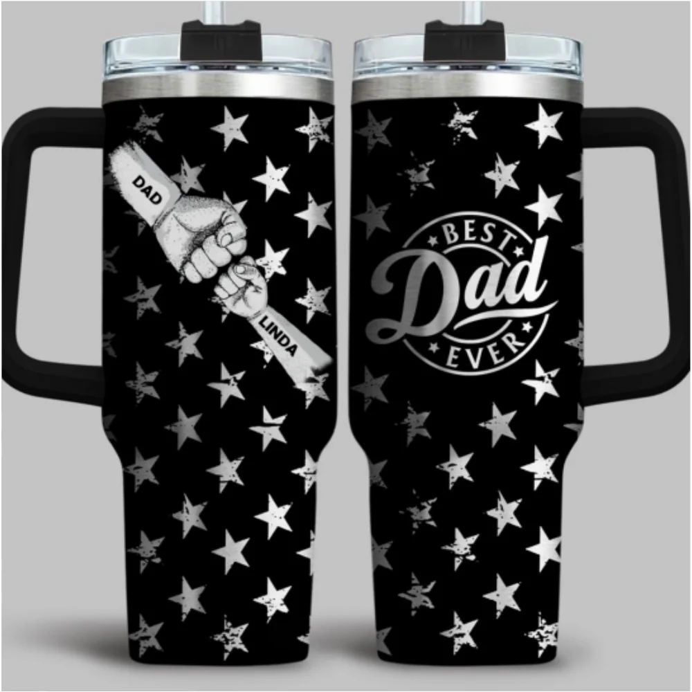 Best Dad Ever - Personalized Custom Engraved 40oz Tumbler With Handle - Image 7