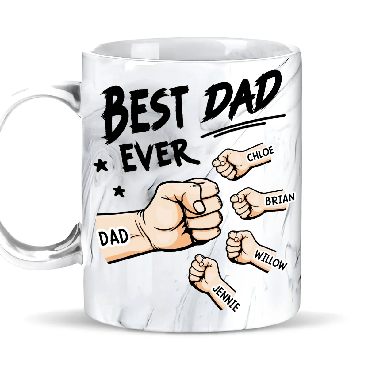Best Dad Ever - Personalized Custom Grey Marble Mug