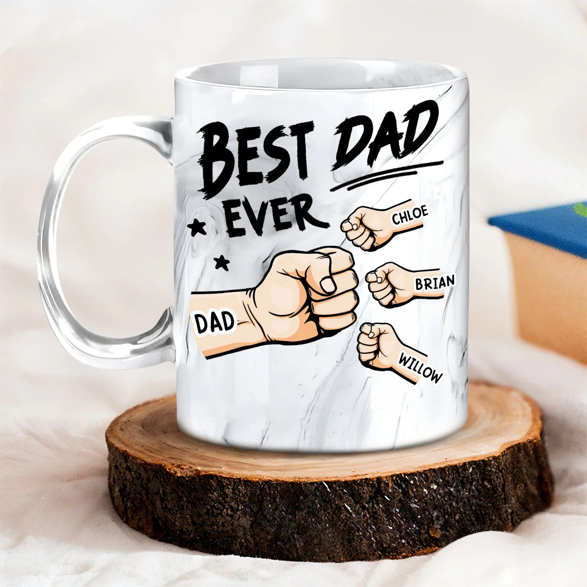 Best Dad Ever - Personalized Custom Grey Marble Mug - Image 3