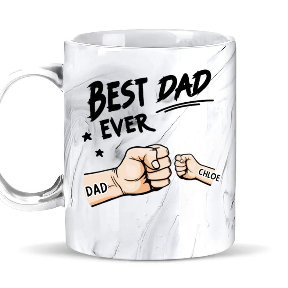 Best Dad Ever - Personalized Custom Grey Marble Mug - Image 6