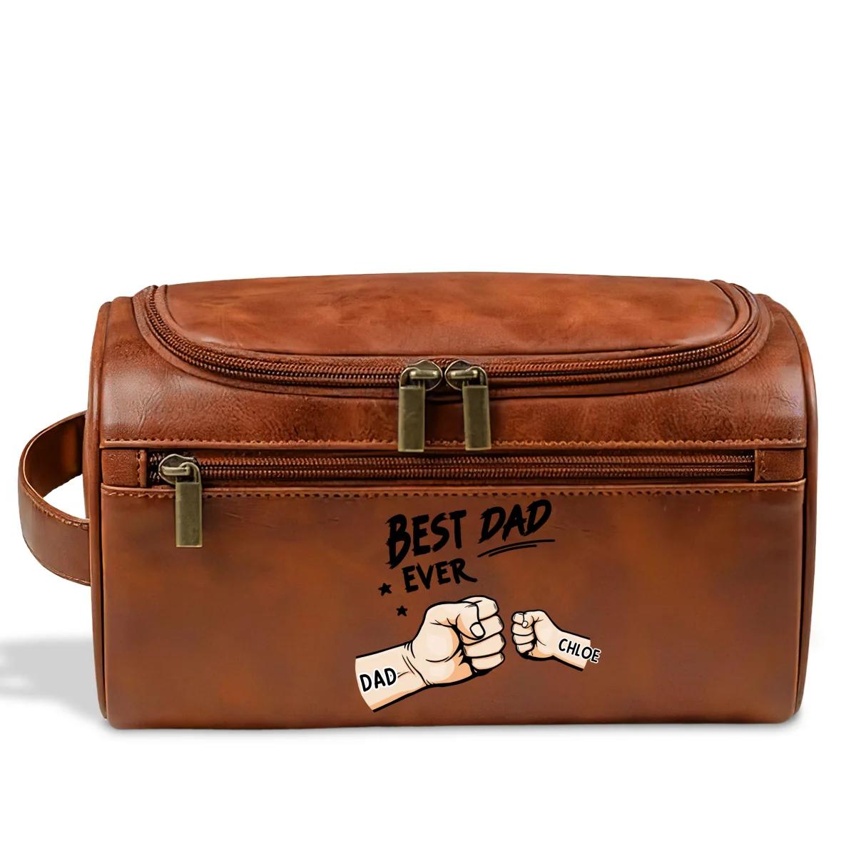 Best Dad Ever - Personalized Custom Leather Toiletry Bag - Image 6