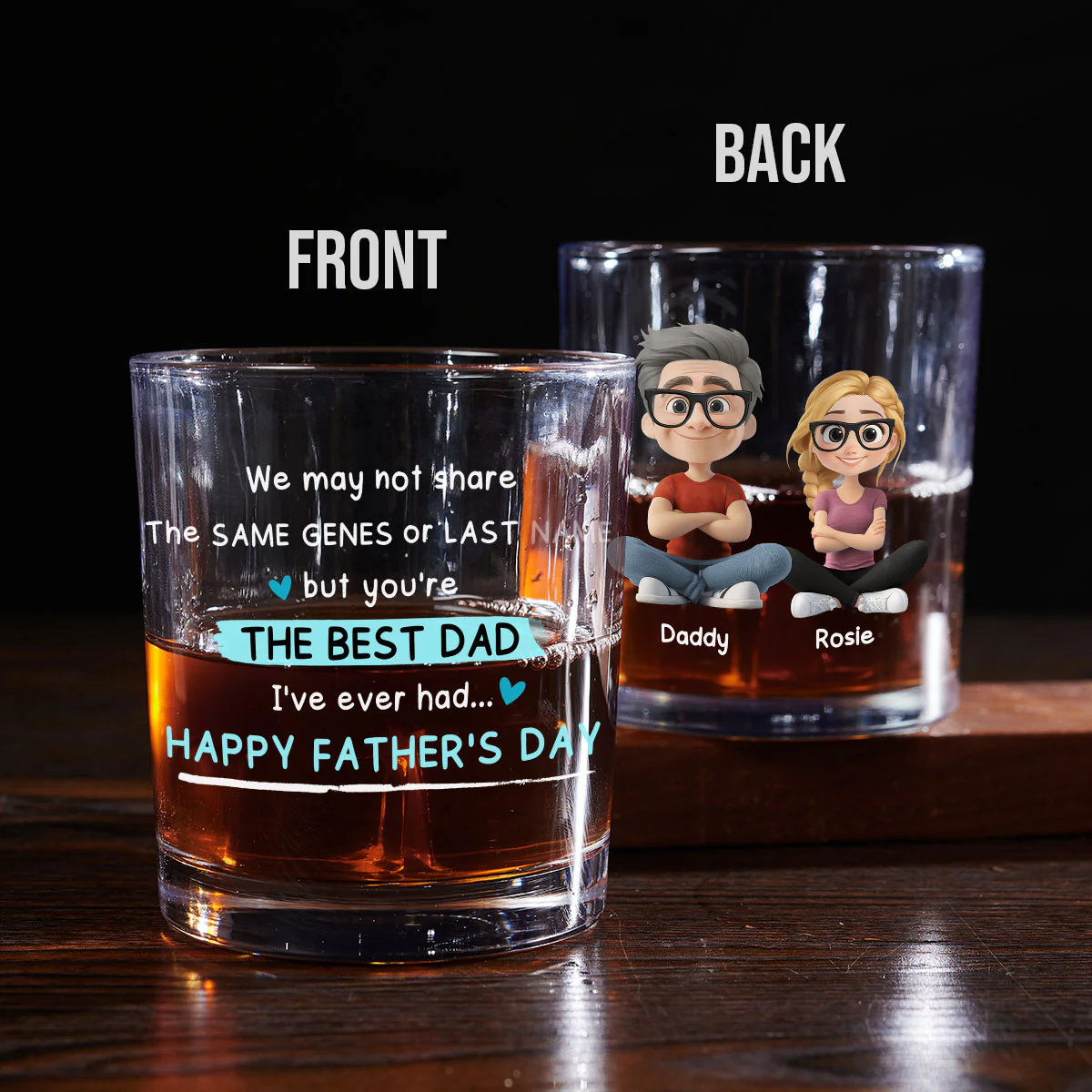 Best Dad Ever - Personalized Custom Whiskey Glass - Image 3