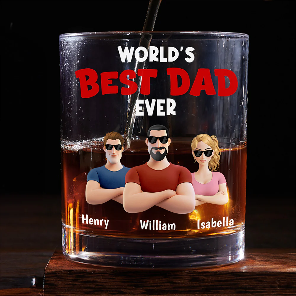 Best Dad Ever - Personalized Custom Whiskey Glass - Image 3