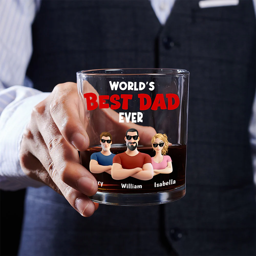 Best Dad Ever - Personalized Custom Whiskey Glass - Image 5