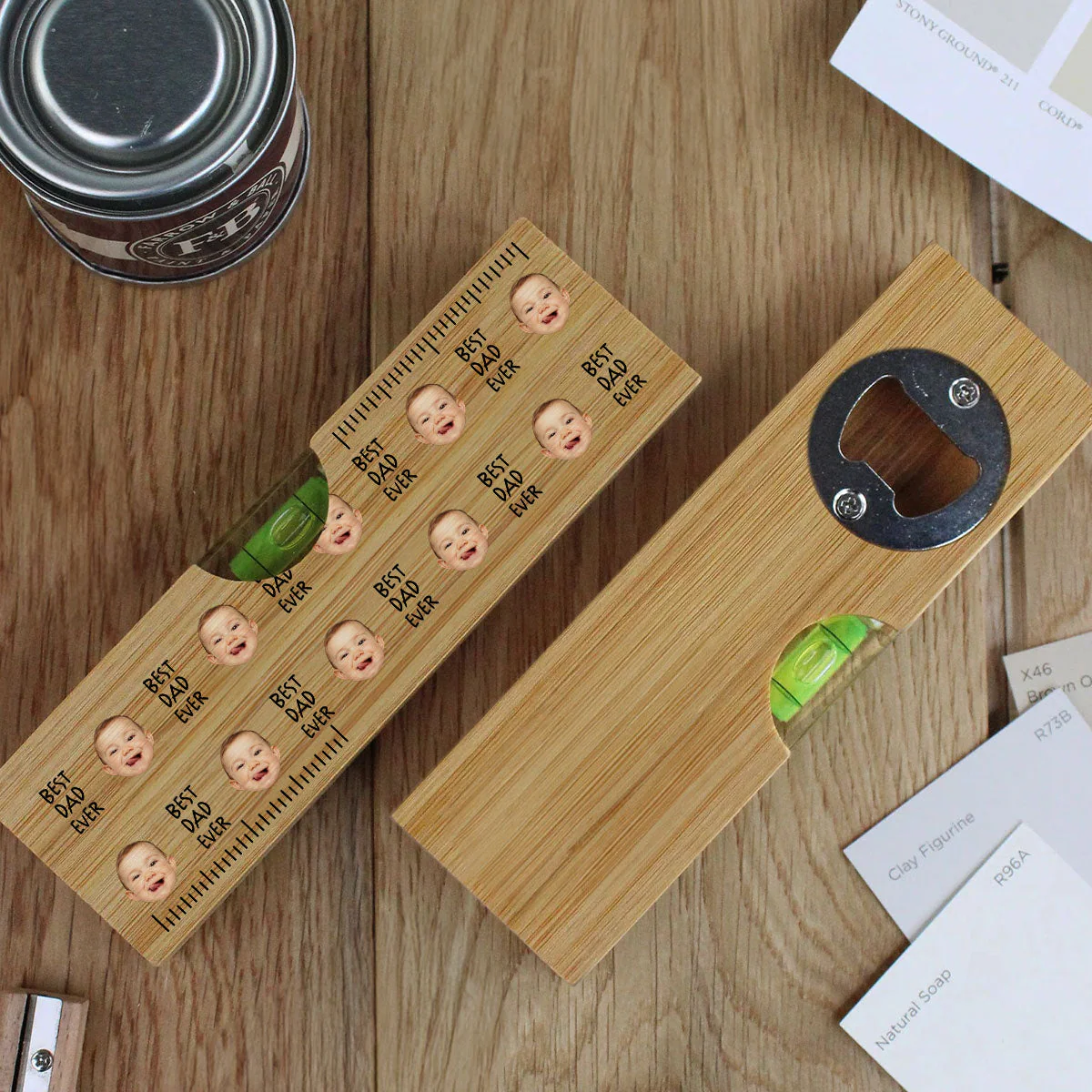 Best Dad Ever - Personalized Custom Wooden Spirit Level Bottle Opener - Image 4