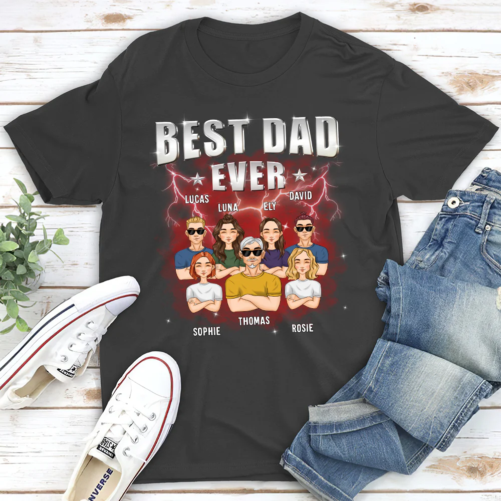 Best Dad Ever Version 2 - Personalized Custom Shirt - Image 2