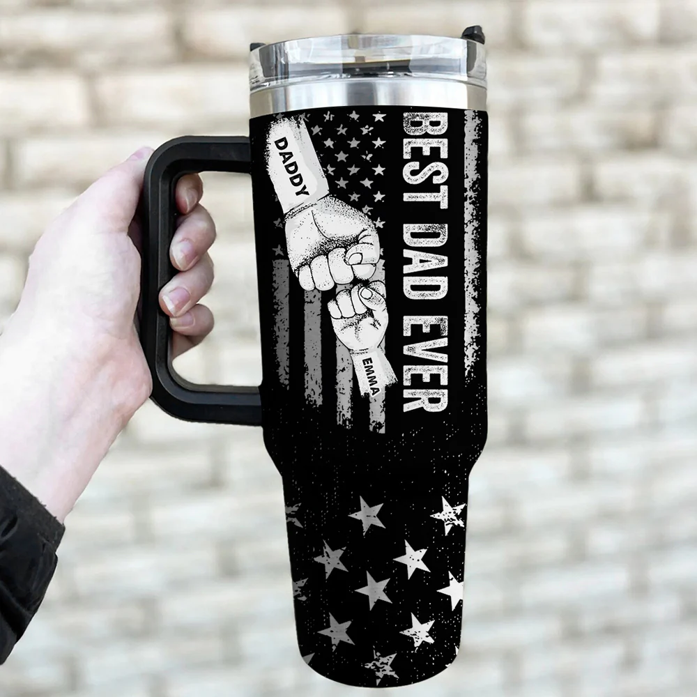 Best Dad - Personalized Custom Engraved 40oz Tumbler With Handle - Image 5