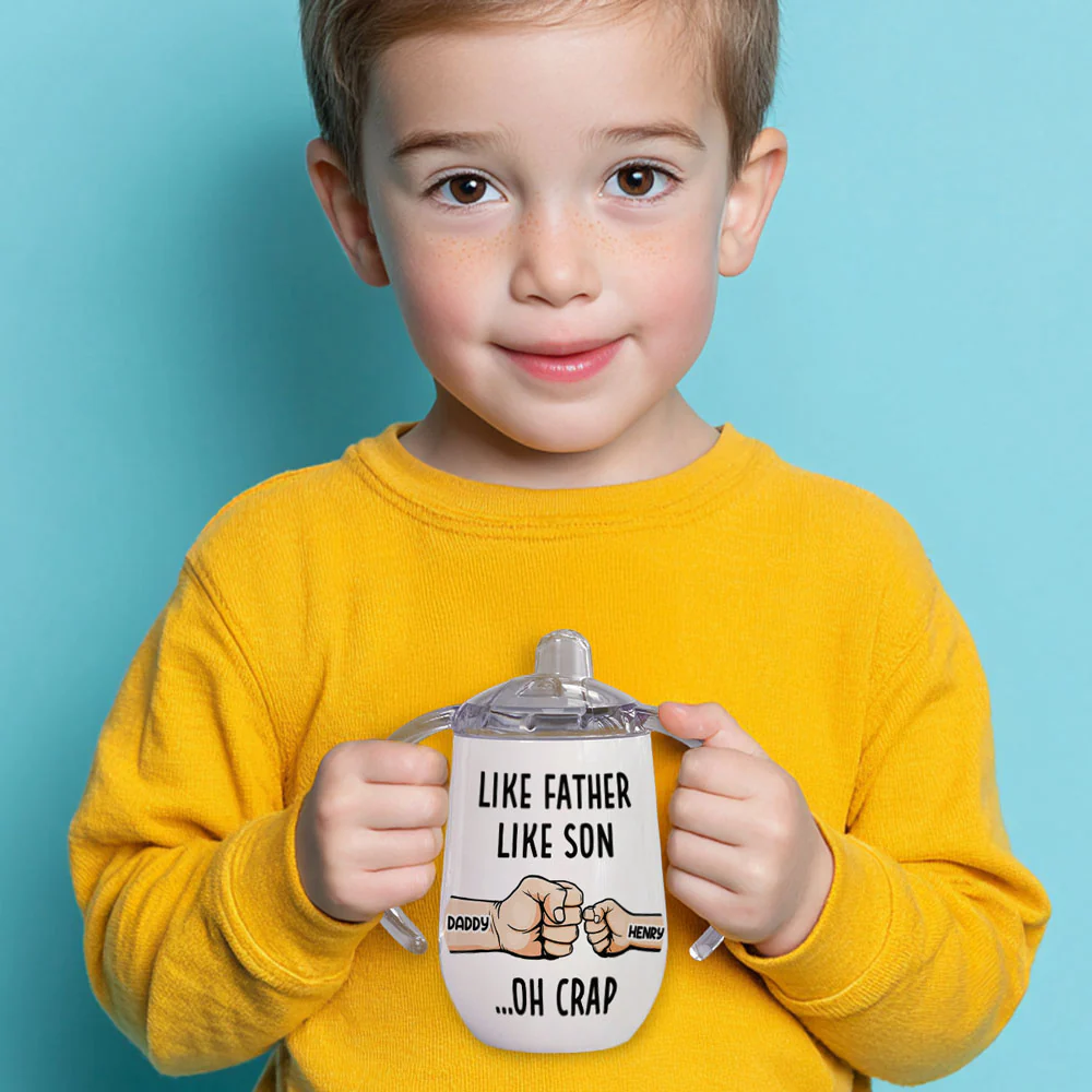 Best Dad - Personalized Custom Sippy Cup With Handles - Image 4
