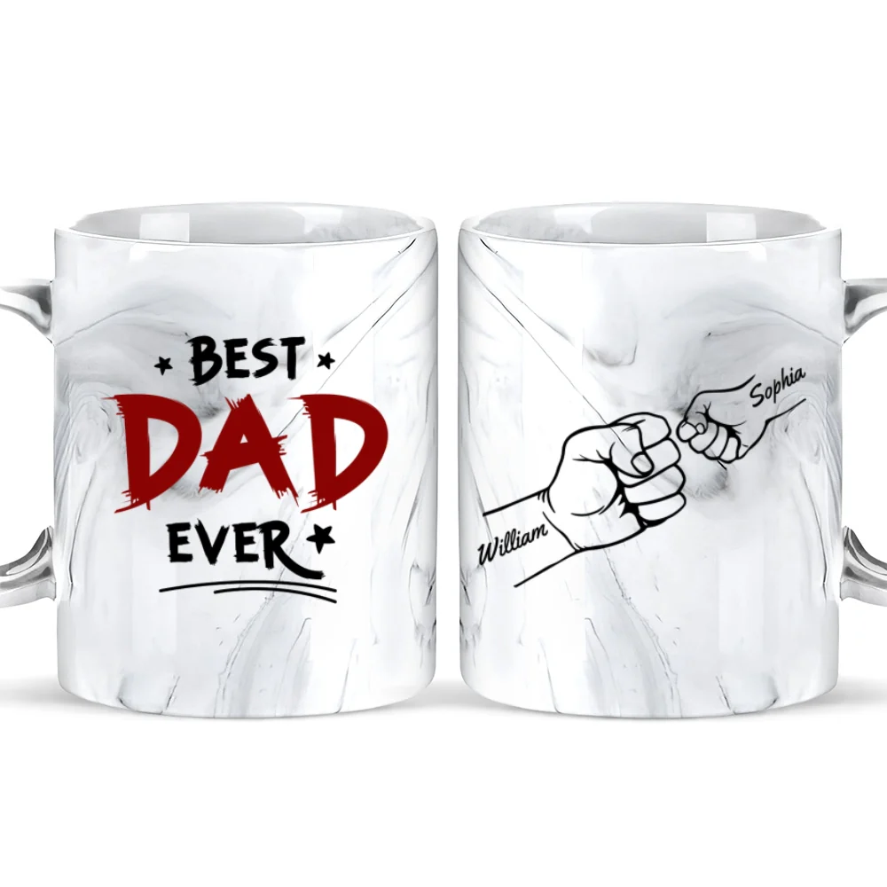 Best Daddy Ever - Personalized Custom Grey Marble Mug - Image 6