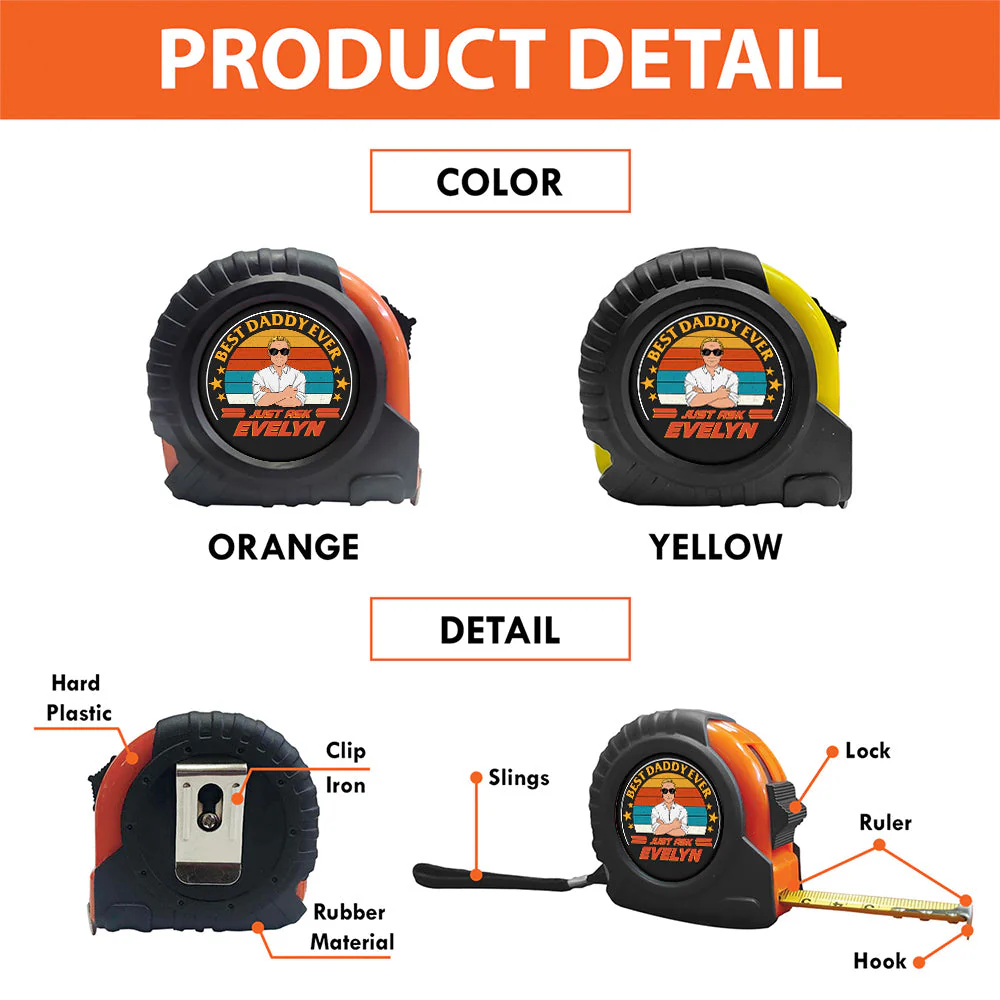 Best Daddy Ever - Personalized Custom Tape Measure - Image 5
