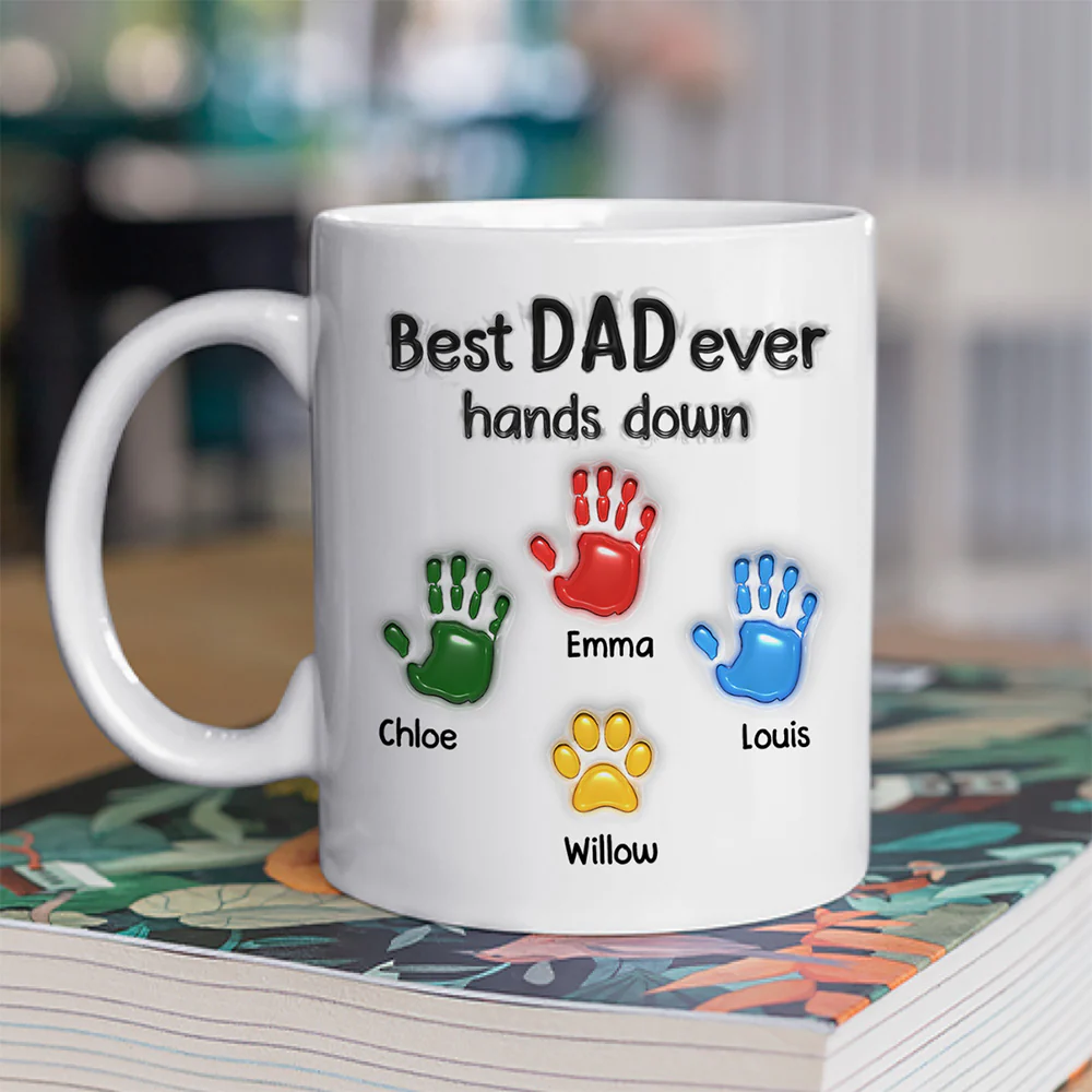 Best Daddy Hand Down - Personalized Custom 3D Inflated Effect Mug - Image 2