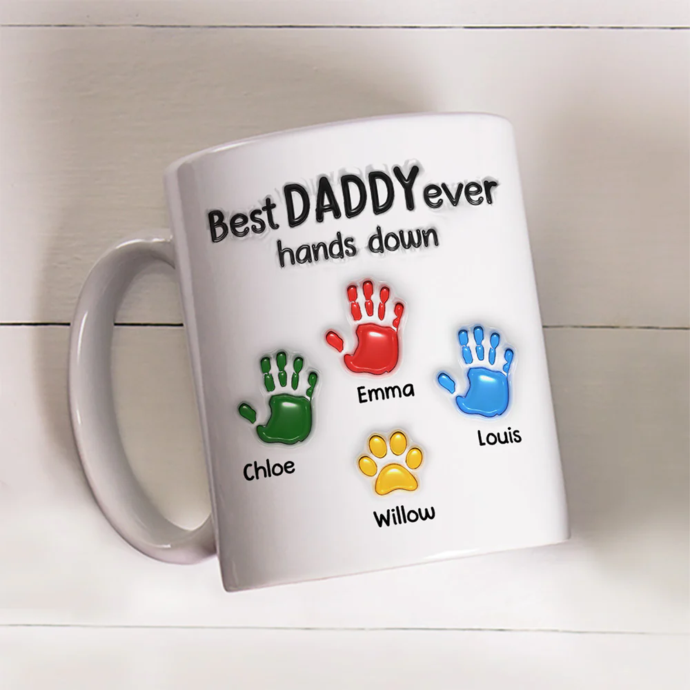 Best Daddy Hand Down - Personalized Custom 3D Inflated Effect Mug - Image 3