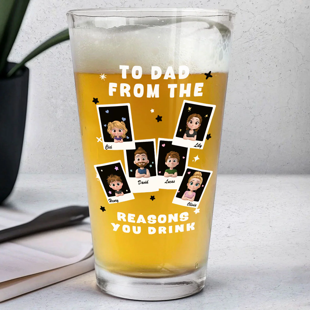 Best Daddy - Personalized Custom Beer Glass - Image 2