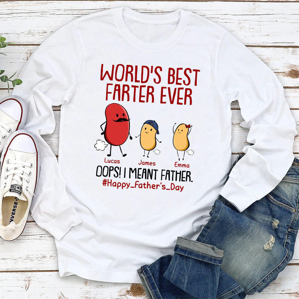 Best Farter Ever I Mean Father - Personalized Custom Long Sleeve T-shirt - Image 2