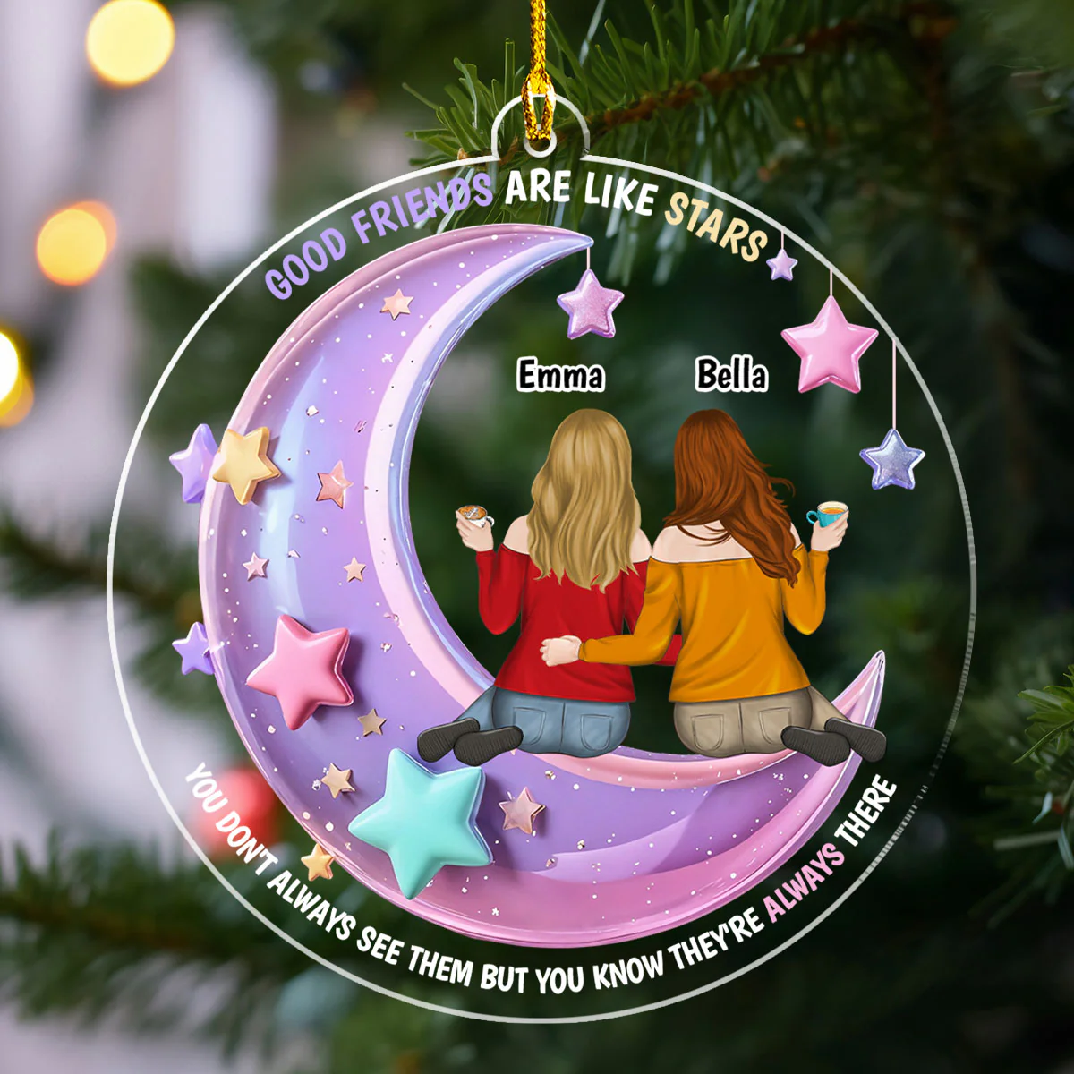 Best Friend Always There - Personalized Custom Acrylic Ornament - Image 2