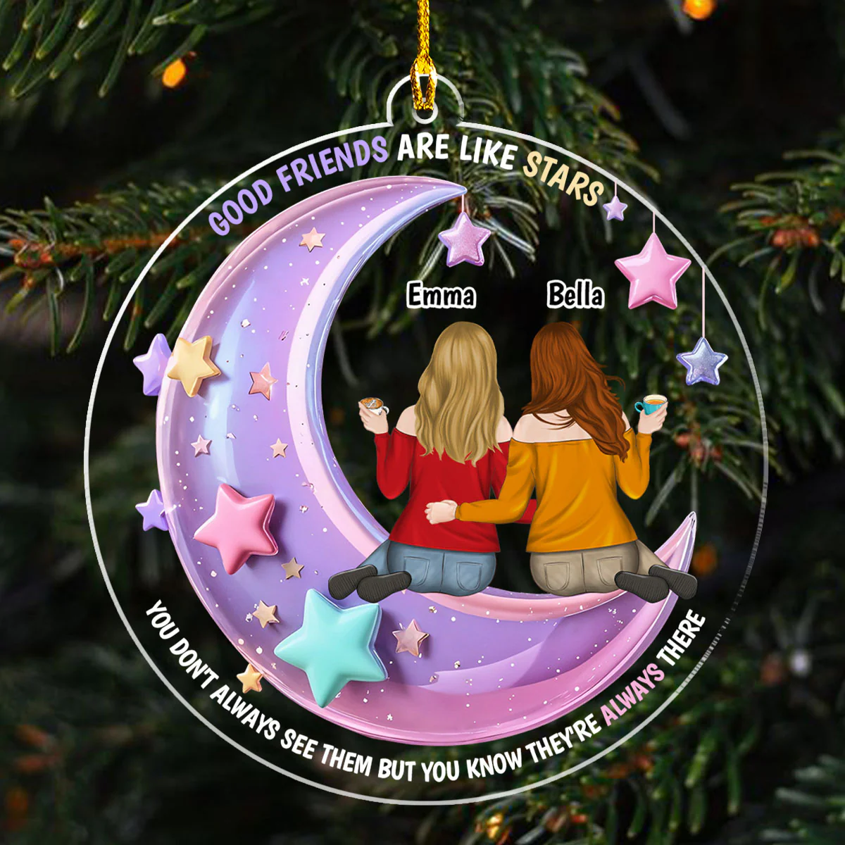 Best Friend Always There - Personalized Custom Acrylic Ornament - Image 4