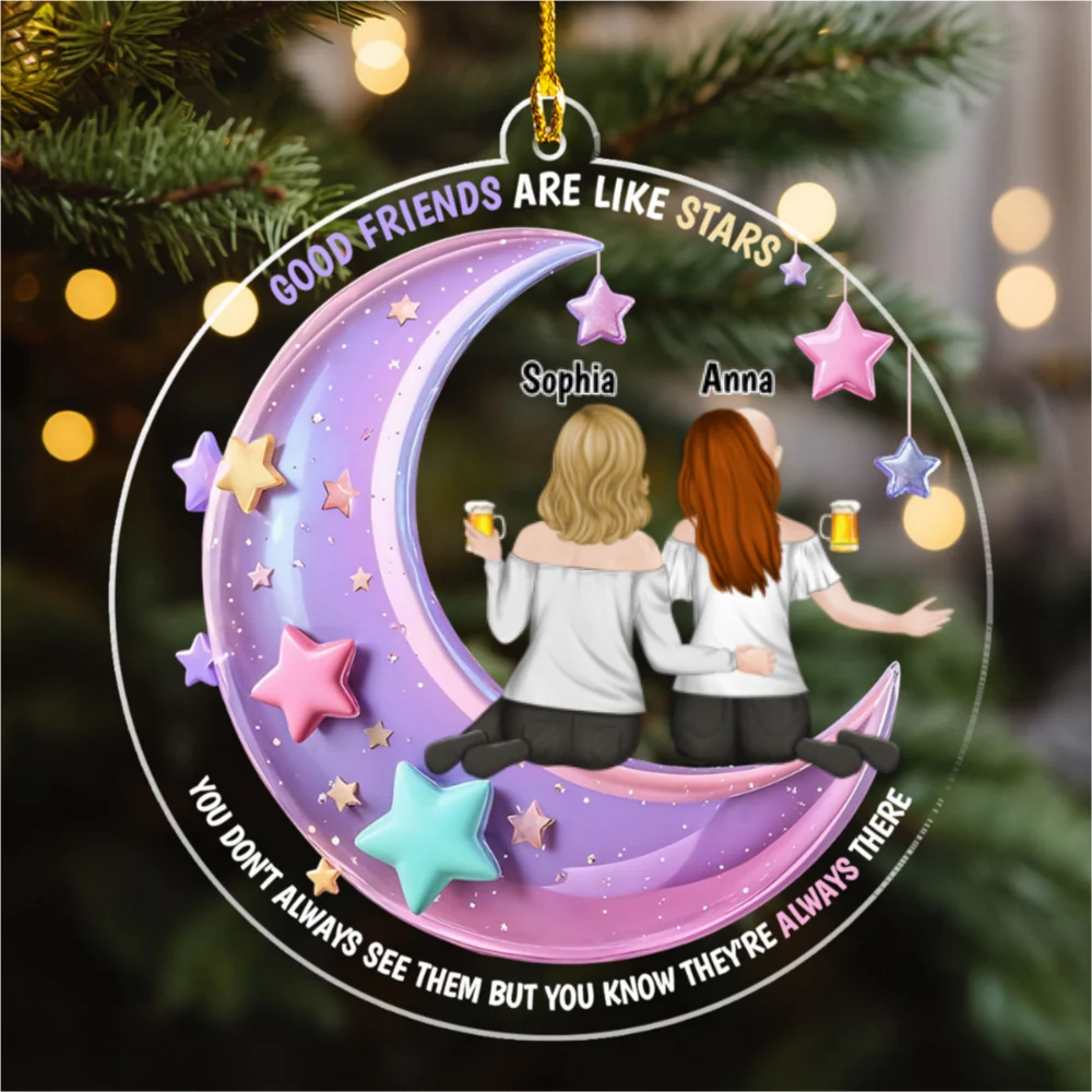Best Friend Always There - Personalized Custom Acrylic Ornament - Image 5