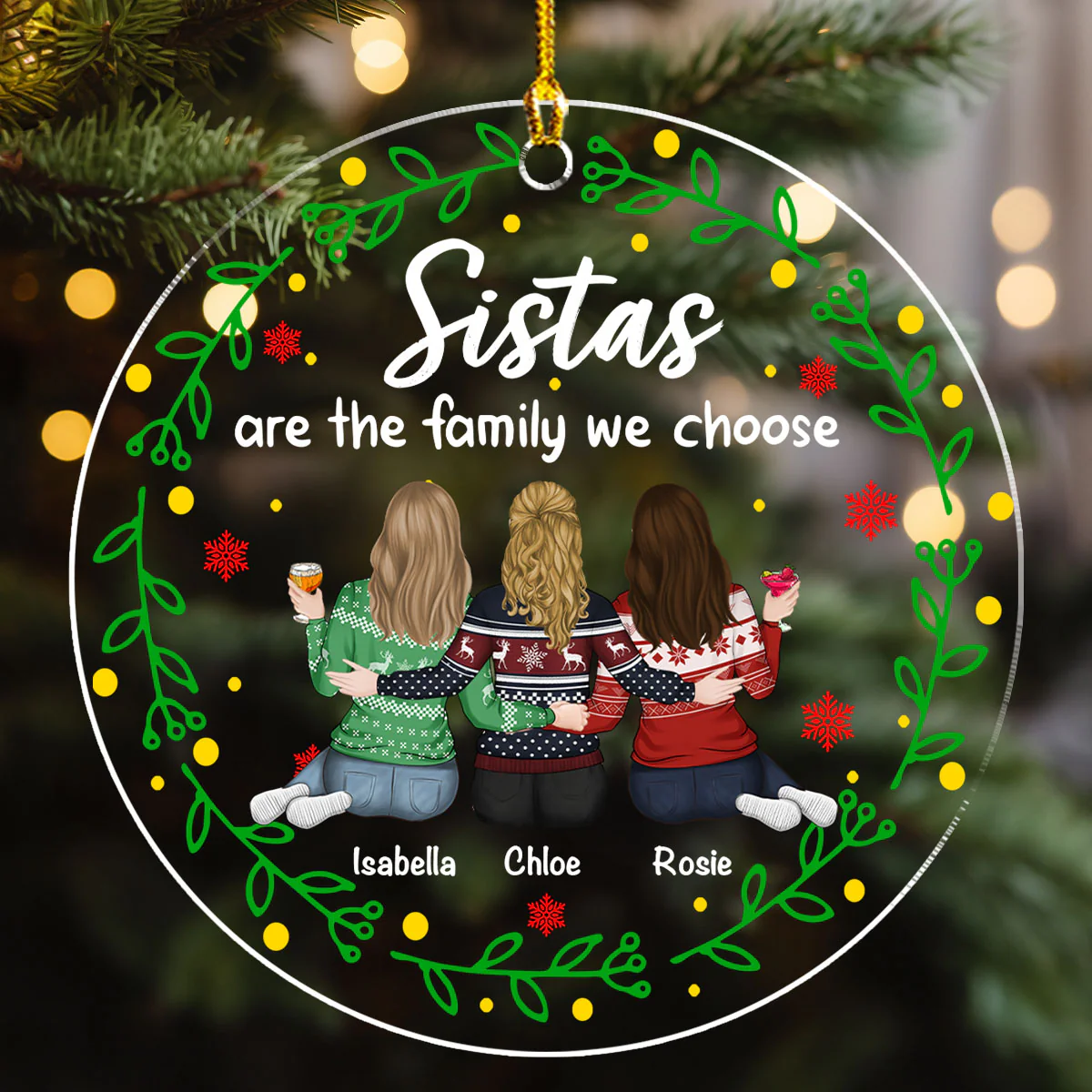 Friends Are The Family We Choose Ver 2 - Personalized Custom Acrylic Ornament - Image 4