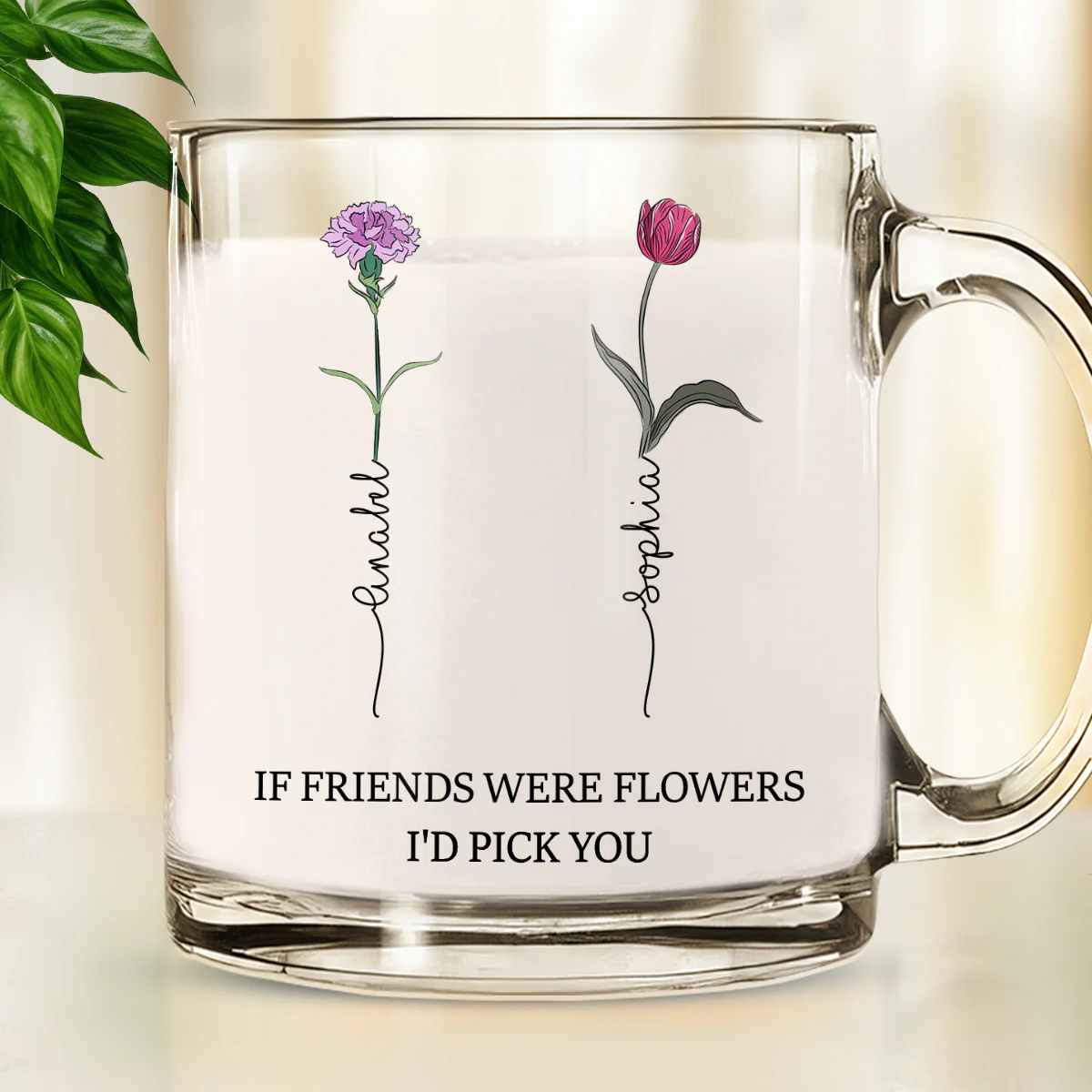 Best Friends Bloom Together - Personalized Custom Glass Mug
