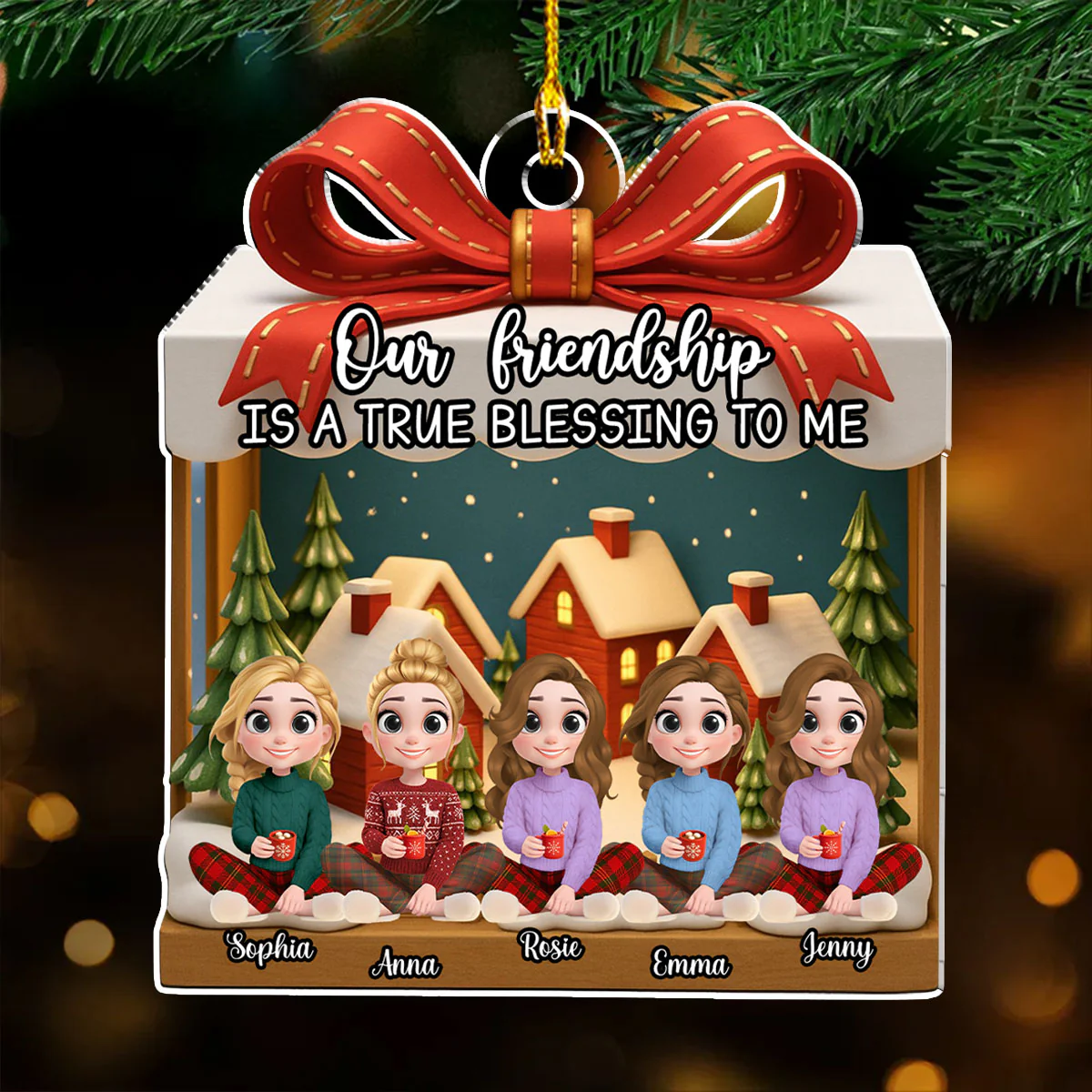 Best Friends Christmas Gift - Personalized Custom Acrylic Ornament - Image 4