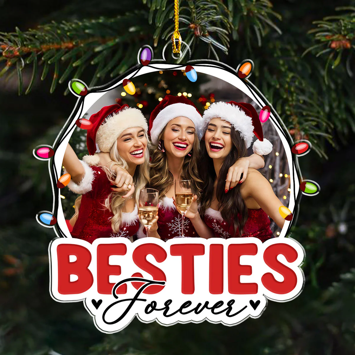 Best Friends Christmas Lights - Personalized Custom Acrylic Ornament - Image 2