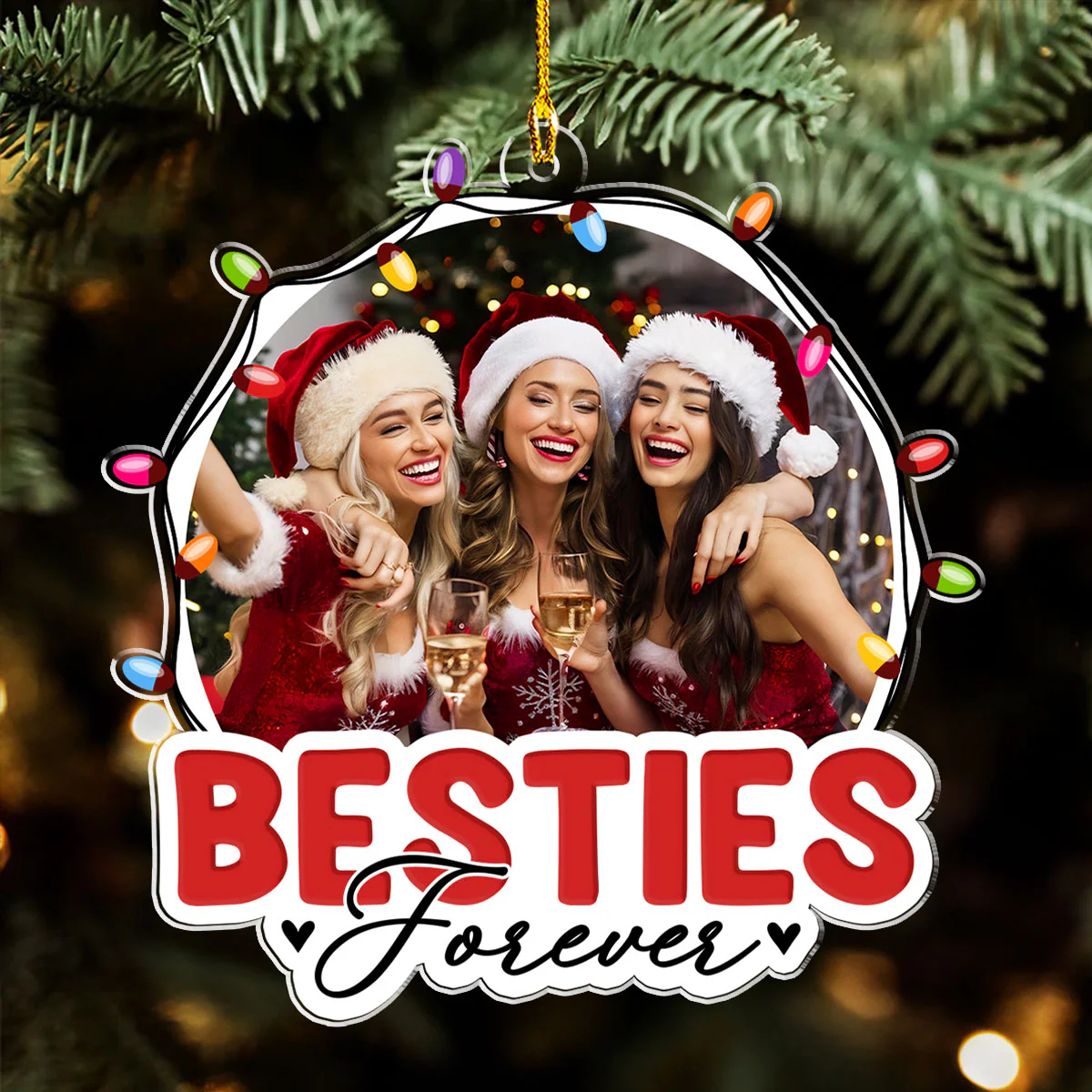 Best Friends Christmas Lights - Personalized Custom Acrylic Ornament - Image 3