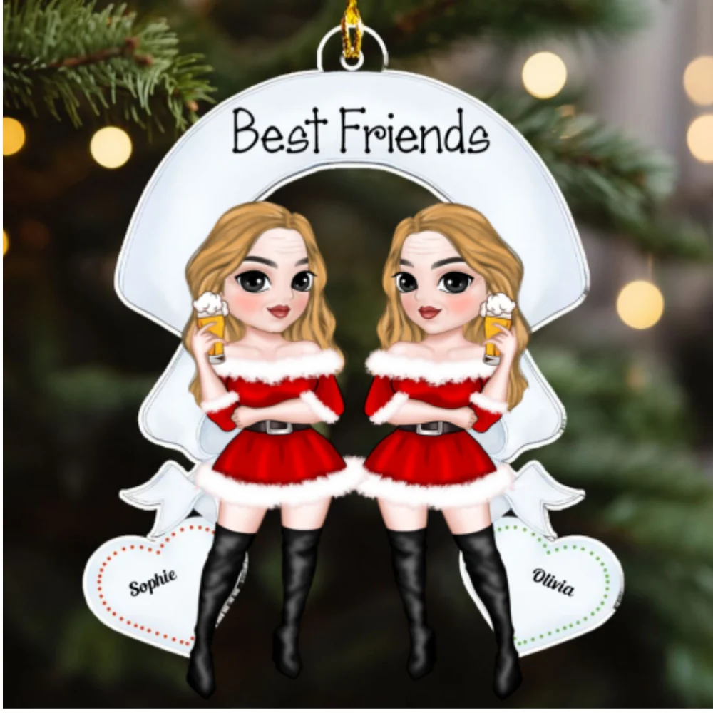 Best Friends Forever Christmas - Personalized Custom Acrylic Ornament - Image 5