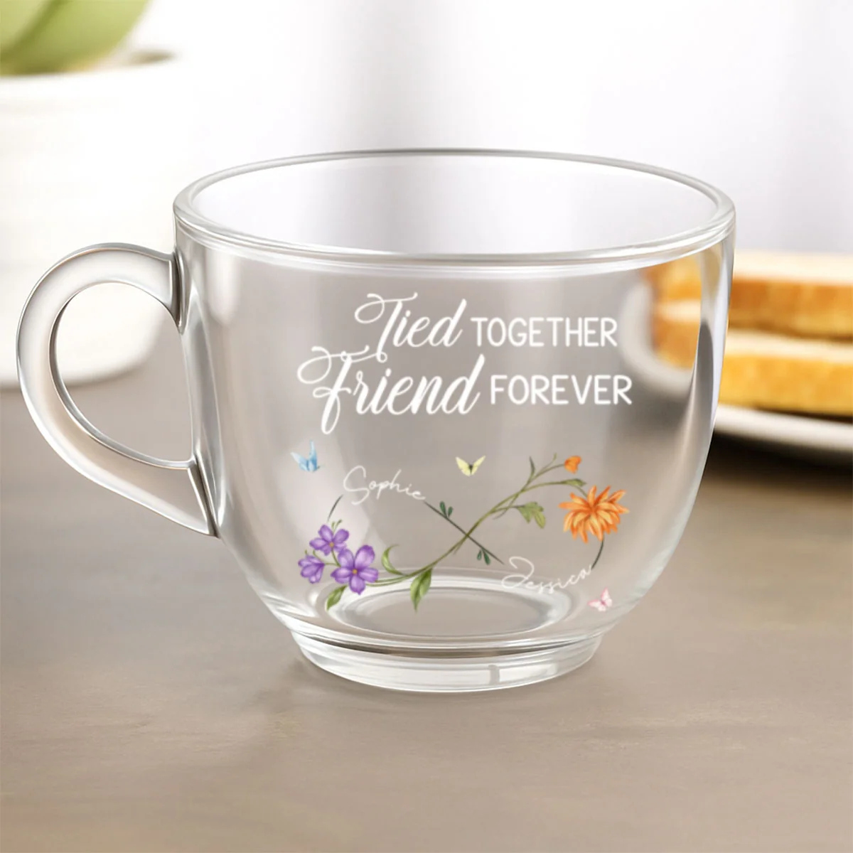 Best Friends Forever - Personalized Custom Glass Tea Cup - Image 7